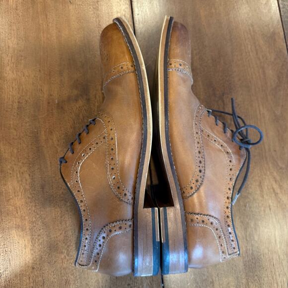 Aston Grey Men’s Kobe Brown Tan Leather Cap-toe Oxford Dress Shoes Sz 9 - Picture 6 of 12